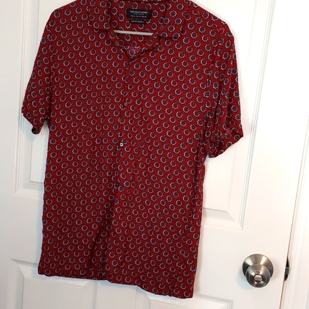 Denim & Flower button down short sleeve shirt Size M